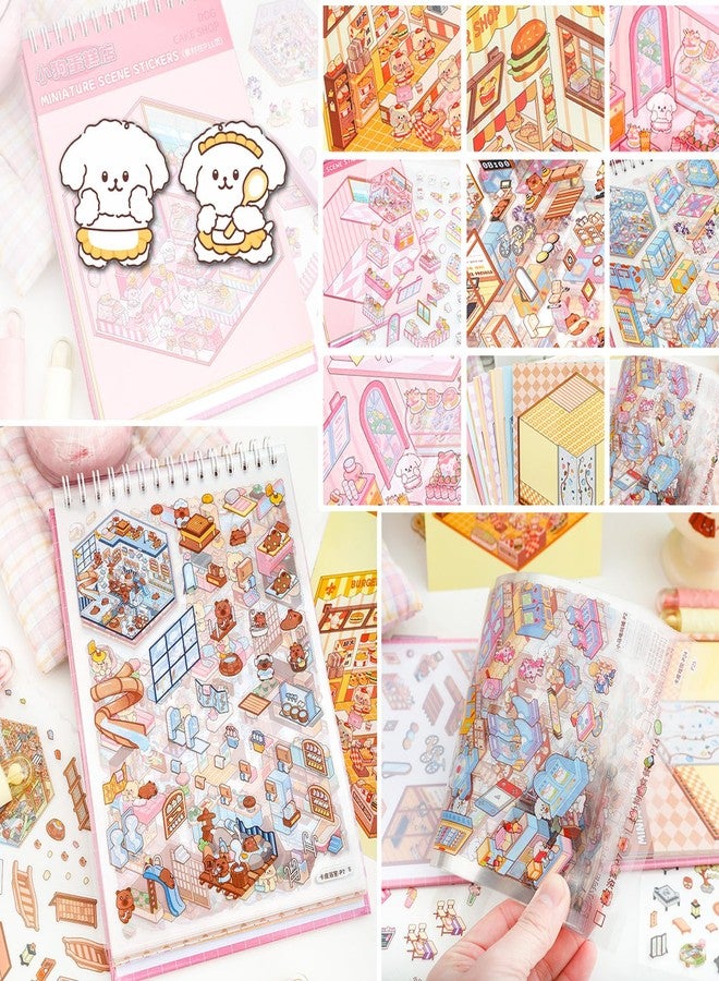 Xuoent Scene Sticker Book for Kids, 20 Sets of 3D Sticker Scenes for Adults Fun Mini Cute Kawaii Stickers Therapy 3D Scenes Stickers Set Relief Stress Pass The Time, Holiday & Christmas Fun - Image 5